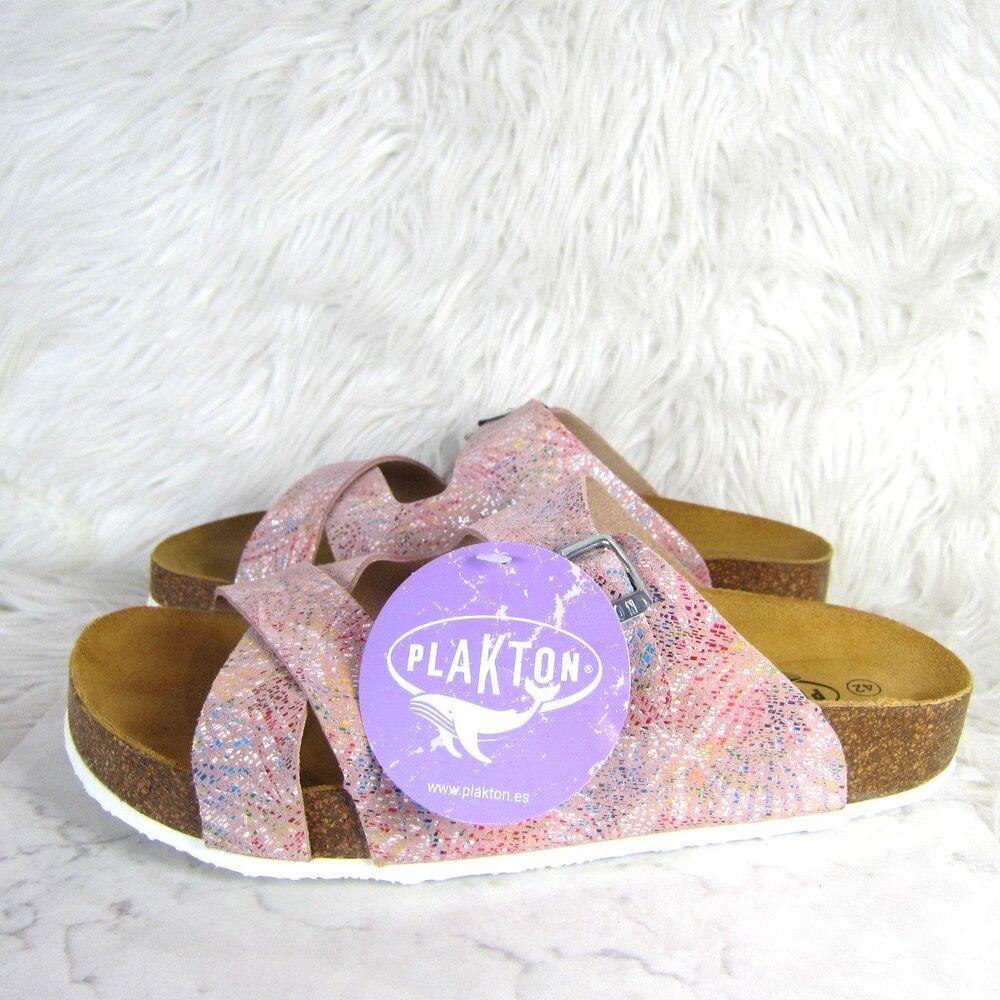 Plankton Pink Speckled Pattern Sandals Women's size 42 US 11 Made in Spain NWOB